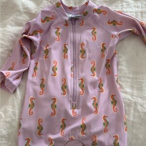 Hanna Andersson Light Purple Swimsuit with Seahorse Print